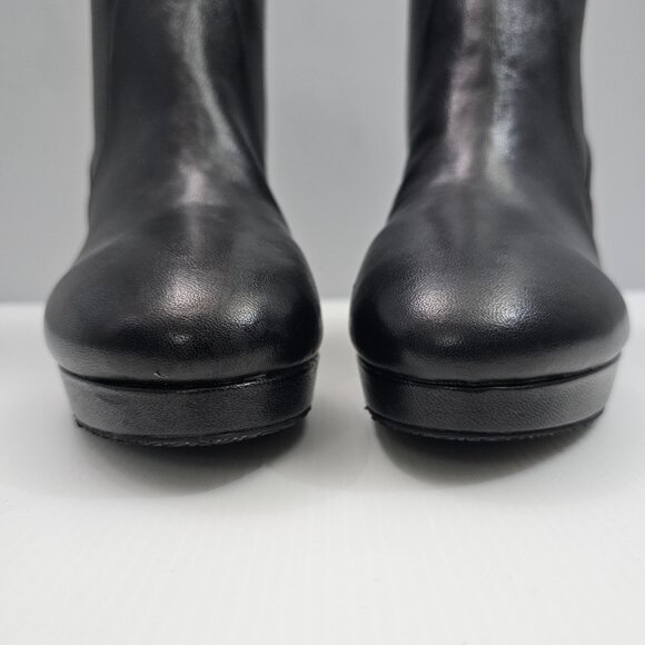 NEW Donald Pliner Labell Ankle Boot Womens 10 Black Leather Platform Heeled - Picture 7 of 15